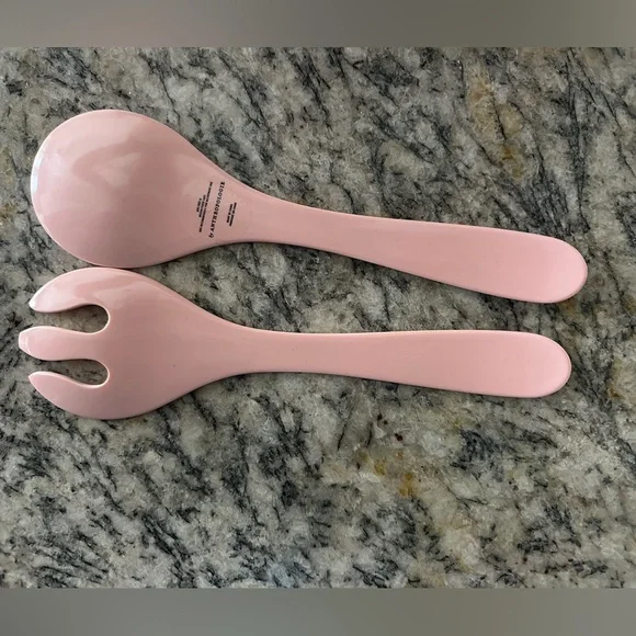 Anthropologie Pink and Yellow Salad Servers - Picture 4 of 7
